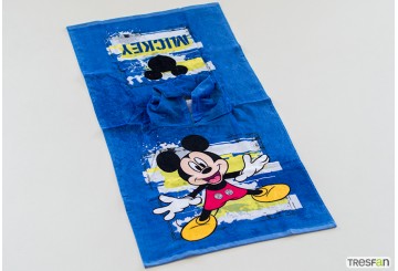 Poncho Playa Infantil Algodón 55x110 Licencia Mickey Logo